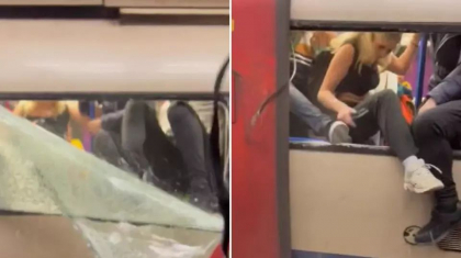 Imagini dramatice cu pasagerii unui metrou din Londra care sparg geamurile ca sa iasa din tren, crezand ca vagoanele au luat foc
