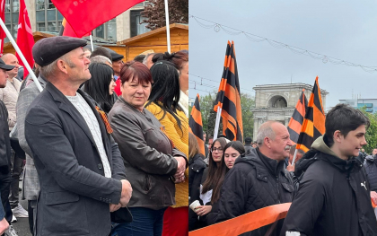 Chiar daca este interzisa, mai multi oameni au venit in centrul capitalei cu panglica bicolora in piept, dar si cu drapele in culorile negru si oranj - FOTO/ VIDEO Chiar daca este interzisa, mai multi oameni au venit in centrul capitalei cu panglica bicolora in piept, dar si cu drapele in culorile negru si oranj - FOTO/ VIDEO