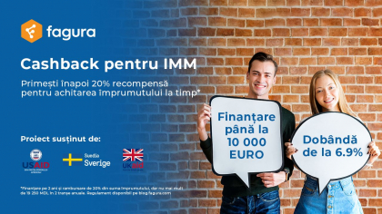 Fagura lanseaza Programul „Cashback pentru IMM”: 100 de beneficiari si oportunitati de finantare pentru antreprenorii din Republica Moldova Fagura lanseaza Programul „Cashback pentru IMM”: 100 de beneficiari si oportunitati de finantare pentru antreprenorii din Republica Moldova