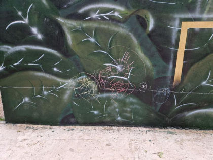 Pictura murala, inaugurata acum doua zile, in Parcul „Butoias” a fost vandalizata cu creta. Indemnul  autoritatilor - FOTO