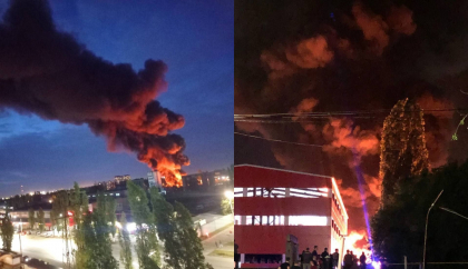 Incendiu puternic la un depozit cu produse plastice din Rusia - VIDEO