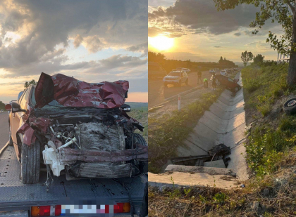 Accident grav in apropierea localitatii Cojusna. O masina si un microbuz  plin cu muncitori s-au ciocnit frontal: O persoana a murit si noua au ajuns la spital - FOTO