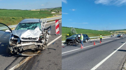 Grav accident la Cimislia. Patru persoane au ajuns la spital, dupa ce doua masini s-au lovit puternic pe un drum ce se afla in reparatie. Ce s-a intamplat - FOTO 