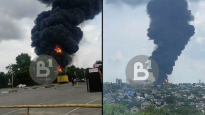 Incendiu urias la un depozit de carburant din Voronej. Un elicopter militar ar fi fost vazut in zona - VIDEO