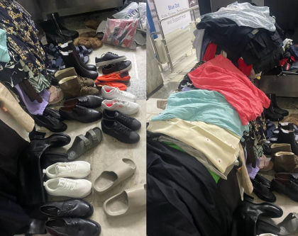 Haine si incaltaminte de brand, ascunse printre bagaje - depistate la vama Leuseni - FOTO