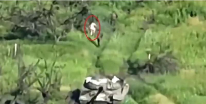 Tanchist rus, surprins fugind gol pusca dupa ce si-a abandonat vehiculul de lupta pe front - VIDEO