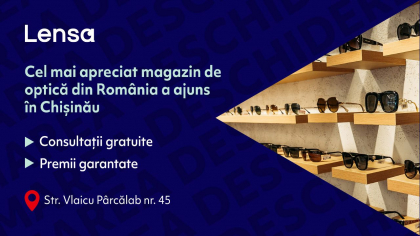 Lensa, cel mai apreciat retailer de optica din Romania ajunge in Republica Moldova. In Capitala a fost deschis primul showroom