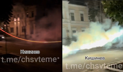 Incident periculos pe o strada din capitala. Un fir electric a luat foc din cauza unui scurt circuit - VIDEO Incident periculos pe o strada din capitala. Un fir electric a luat foc din cauza unui scurt circuit - VIDEO