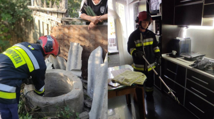 Interventii neobisnuite pentru salvatorii din Causeni: au scos un caine dintr-o fantana de trei metri si au evacuat un sarpe dintr-un apartament - FOTO