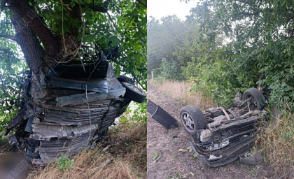 Accident grav la Slobozia. Un baiat de 19 ani - transportat la spital. A pierdut controlul volanului si s-a izbit in copac - FOTO