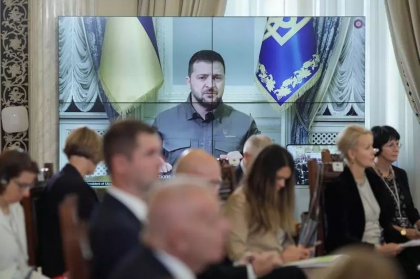 Interventia lui Zelenski la summit-ul de la Bucuresti: A vorbit despre atacurile Rusiei asupra porturilor de la Dunare si despre interdictiile la exporturile de cereale - VIDEO