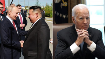 SUA vrea sa negocieze cu Coreea de Nord, dar nu stie cum. Ce poate face Biden ca sa rupa prietenia dintre Kim si Putin (BBC) SUA vrea sa negocieze cu Coreea de Nord, dar nu stie cum. Ce poate face Biden ca sa rupa prietenia dintre Kim si Putin (BBC)