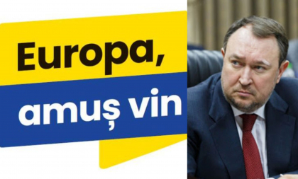 O imagine distribuita de mai multi membri PAS pe care scrie: „Europa, amus vin” - criticata de fostul presedinte al Curtii Constitutionale: Cred ca pielea celui care a aprobat un astfel de banner ar merita pusa  „olecutiki” la „argasit”