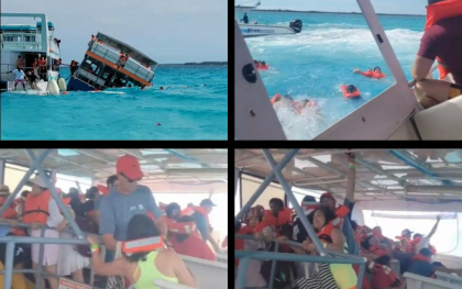 Un feribot plin cu turisti s-a scufundat in mare. Pasagerii s-au aruncat in apa ca sa se salveze. O persoana a decedat - VIDEO Un feribot plin cu turisti s-a scufundat in mare. Pasagerii s-au aruncat in apa ca sa se salveze. O persoana a decedat - VIDEO