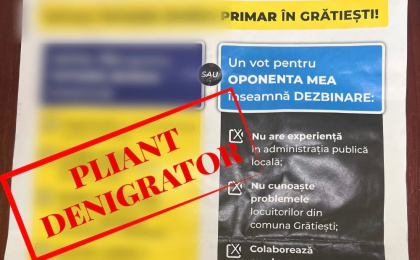 PAS, sanctionat de CECE Gratiesti, pentru distribuirea de pliante denigratoare la adresa candidatei Platformei DA, in campania electorala PAS, sanctionat de CECE Gratiesti, pentru distribuirea de pliante denigratoare la adresa candidatei Platformei DA, in campania electorala