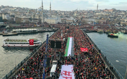 Erdogan a scos in strada zeci de mii de oameni in prima zi a anului. Manifestatie pro-Palestina de amploare - FOTO/VIDEO