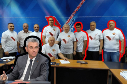 Oamenii lui Krasnoselski. Coordonatorii „protestului” impotriva introducerii taxelor vamale pentru companiile din regiunea transnistreana - FOTO Oamenii lui Krasnoselski. Coordonatorii „protestului” impotriva introducerii taxelor vamale pentru companiile din regiunea transnistreana - FOTO