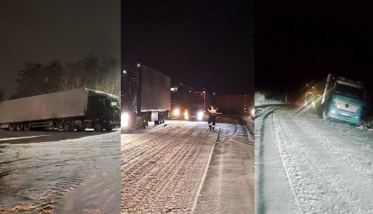 Atentie la drum. Se circula cu dificultate din cauza zapezii. Mai multi soferi - impotmoliti in zapada, iar circulatia masinilor de mare tonaj - sistata in unele localitati - FOTO/VIDEO Atentie la drum. Se circula cu dificultate din cauza zapezii. Mai multi soferi - impotmoliti in zapada, iar circulatia masinilor de mare tonaj - sistata in unele localitati - FOTO/VIDEO