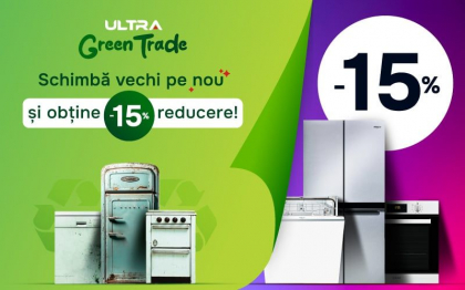 Showroom Ultra: Reciclați electrocasnicele vechi și cumpărați altele noi cu o reducere de -15% Showroom Ultra: Reciclați electrocasnicele vechi și cumpărați altele noi cu o reducere de -15%