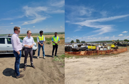 Ambasadorul Romaniei, vizită pe șantierul de construcție a liniei electrice Vulcănești - Chișinău - FOTO