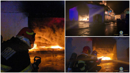 Incendiu devastator la o hală din Dâmbovița, România. Flăcările au distrus peste 1.000 de metri pătrați - FOTO