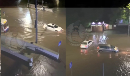 Ploile transformă străzile din capitală în adevărate râuri. Martorii au filmat mașinile care plutesc pe apă și pasajele subterane care au fost inundate - VIDEO