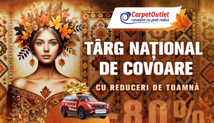 Târg Național de Covoare cu Reduceri de Toamnă în toate magazinele Carpet Outlet din Chișinău și Bălți
Târg Național de Covoare cu Reduceri de Toamnă în toate magazinele Carpet Outlet din Chișinău și Bălți