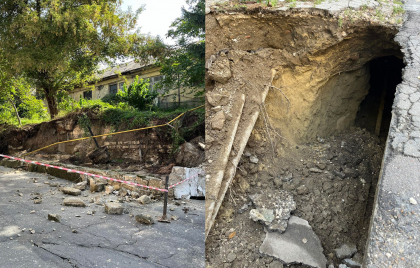 Imagini șocante: Alunecări de teren pe o stradă din capitală. Autoritățile îndeamnă oamenii să ocolească zona - FOTO Imagini șocante: Alunecări de teren pe o stradă din capitală. Autoritățile îndeamnă oamenii să ocolească zona - FOTO