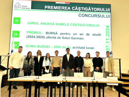 Un student de la UTM va primi o bursă lunară de 5000 de lei din partea „Satului German” - FOTO
Un student de la UTM va primi o bursă lunară de 5000 de lei din partea „Satului German” - FOTO