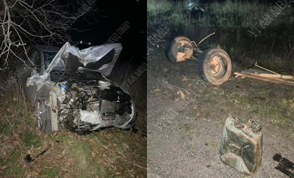 Accident tragic la Slobozia. Un bărbat a decedat pe loc, iar altul a ajuns la spital, după ce căruță în care se aflau a fost lovită de o mașină - FOTO