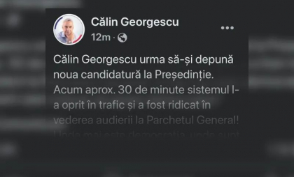Prima reacție a echipei lui Călin Georgescu după ridicarea acestuia din trafic Prima reacție a echipei lui Călin Georgescu după ridicarea acestuia din trafic