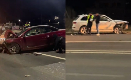 Accident violent la Strășeni: Doi șoferi s-au ales cu mașinile avariate, după ce s-au lovit frontal. Iamagini de la locul impactului - VIDEO