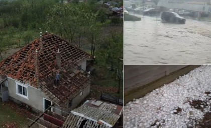 Vremea rea a făcut ravagii în România: grindina și vijeliile au avariat sute de case și zeci de mașini. Vântul a doborât mai mulți copaci 