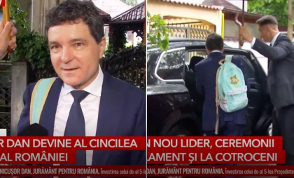 Nicușor Dan, cu ghiozdanul fetiței sale în spate înainte de învestire - VIDEO Nicușor Dan, cu ghiozdanul fetiței sale în spate înainte de învestire - VIDEO