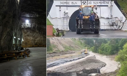 Risc de prăbușire la Salina Praid. Albia pârâului Corund s-a surpat, apa intră în salină. Utilajele au fost scoase din subteran