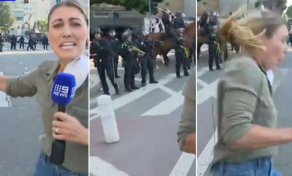 Momentul în care poliția din Los Angeles împușcă o jurnalistă australiană, în timpul unei transmisiuni în direct de la proteste - VIDEO
