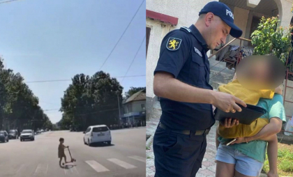 Ce spune poliția despre copilul cu trotineta care a fost surprins singur pe o stradă din capitală: „Un echipaj s-a deplasat de urgență la fața locului” - VIDEO