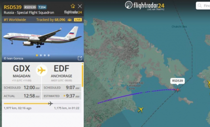 Avionul cu Vladimir Putin la bord a intrat în spațiul aerian al SUA: Zborul este urmărit în regim real de 70 de mii de persoane
