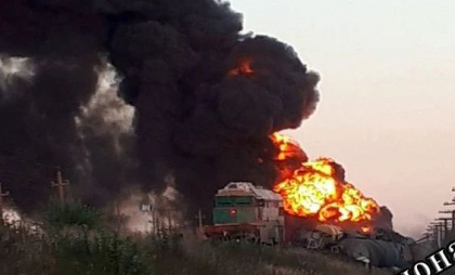 Tren rusesc cu combustibil destinat aprovizionării infanteriei, atacat cu drone de ucraineni - VIDEO 
