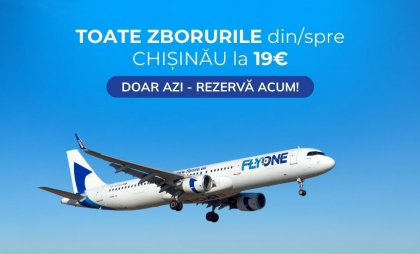 WOW! doar 19 EURO pentru toate destinațiile FLYONE din/spre Chișinău
