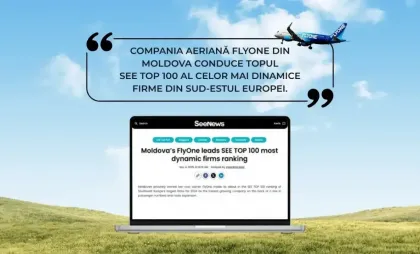 FLYONE: lider în clasamentul “SEE TOP 100 - cele mai dinamice companii din Europa de Sud-Est”
FLYONE: lider în clasamentul “SEE TOP 100 - cele mai dinamice companii din Europa de Sud-Est”