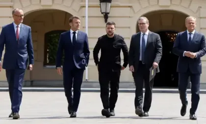 Merz, Macron, Zelenski, Starmer și Tusk la Kiev