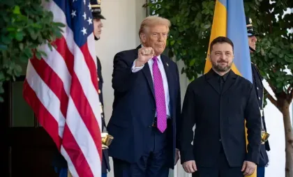 Imagine de la întâlnirea pe care au avut-o Donald Trump și Volodimir Zelenski la Casa Albă în 17 octombrie 2025
