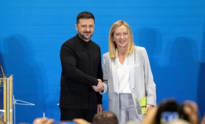 Premierul italian Giorgia Meloni și președintele ucrainean Volodimir Zelenski Premierul italian Giorgia Meloni și președintele ucrainean Volodimir Zelenski