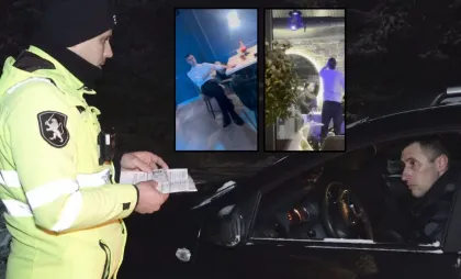 Șoferul oprit de polițiști 