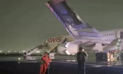 Avion Swiss Air evacuat de urgență pe pistă în India Avion Swiss Air evacuat de urgență pe pistă în India
