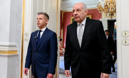 Peter Magyar și președintele ungar Tamas Sulyok Peter Magyar și președintele ungar Tamas Sulyok
