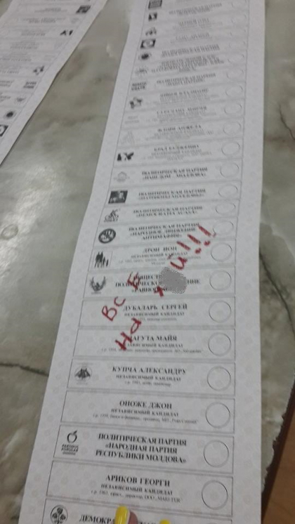 Vot contra tuturor? Ce a scris un alegator din Sangera pe buletinul de vot - FOTO