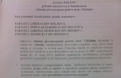 "Parcarea subterana sub PMAN va fi construita, iar gheretele - evacuate". Intregul continut al Acordului de constituire a Aliantei proeuropene in CMC - FOTO