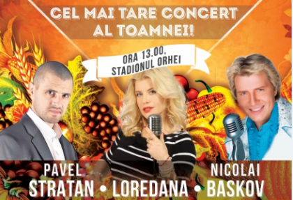 6 septembrie - Ziua MARILOR concerte. Pavel Stratan, Loredana si Nikolai Baskov, la Orhei